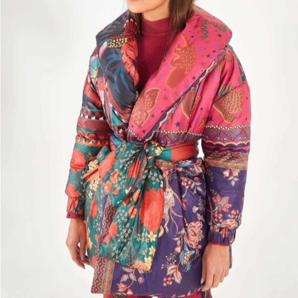 Farm Rio Mixed Scarves Puffer, size S